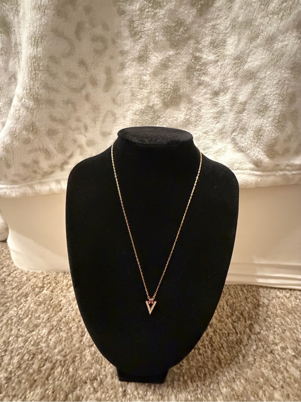Swarovski Rose Gold-Plated Crystal “V” Pendant Necklace